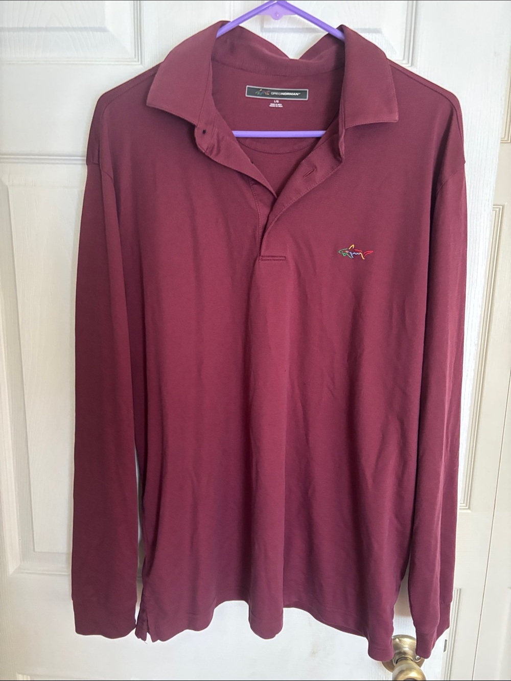 Greg Norman Collection Long Sleeve Polo in Burgundy